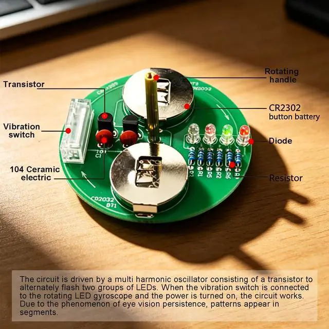 Alt view image 2 of 7 - Soldering Project Soldering Practice Kit LED Rotating Desk Gyroscope DIY Kit Electronics Kit for Beginner