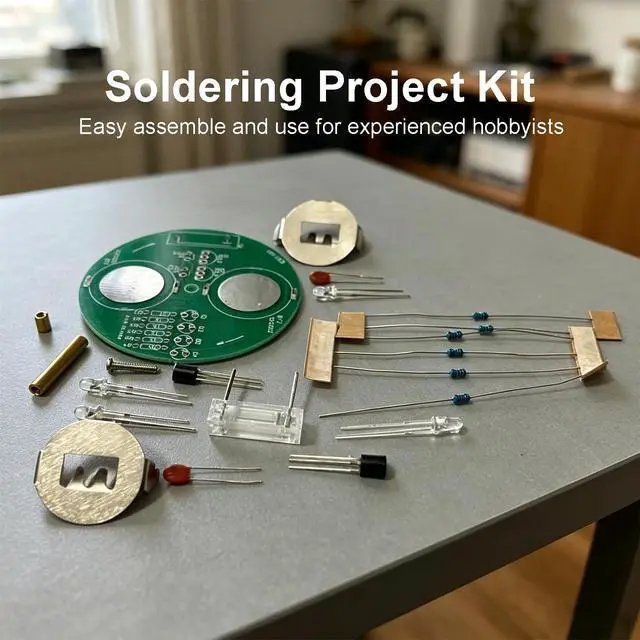 Alt view image 4 of 7 - Soldering Project Soldering Practice Kit LED Rotating Desk Gyroscope DIY Kit Electronics Kit for Beginner