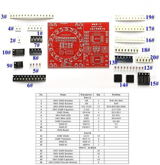 Alt view image 4 of 7 - Soldering Practice Kit 4 Kits SMD SMT Kit DIY Electronic DIY Kits Soldering Project Soldering Training Board All in One