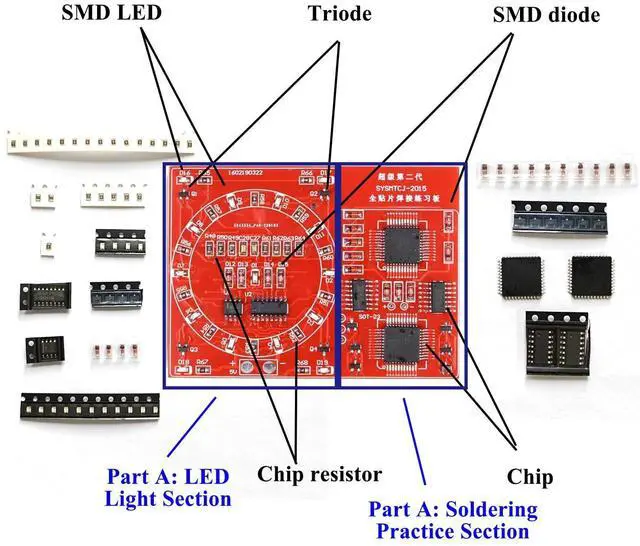 Alt view image 7 of 7 - Soldering Practice Kit 4 Kits SMD SMT Kit DIY Electronic DIY Kits Soldering Project Soldering Training Board All in One