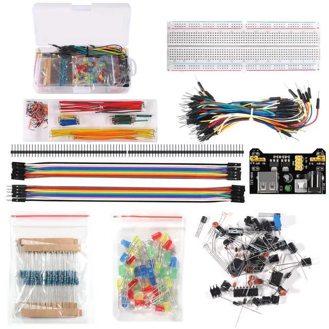 Alt view image 2 of 6 - 480pcs 37 Values Electronics Component Fun Kit with Power Supply Module, Jumper Wire, 830 tie-Points Breadboard, Precision Potentiometer, Resistor