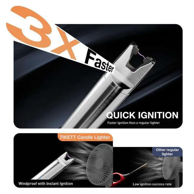 Alt view image 2 of 7 - 3 Pack Electric Candle Lighter Long Stem,Rechargeable Plasma Arc