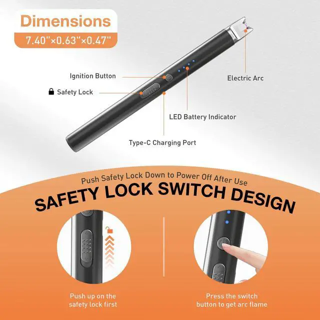 Alt view image 5 of 7 - 3 Pack Electric Candle Lighter Long Stem,Rechargeable Plasma Arc