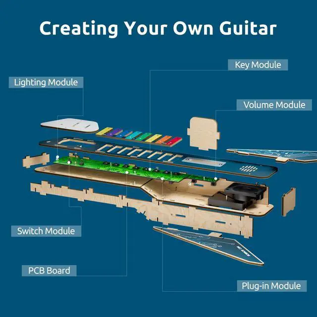 Alt view image 3 of 7 - STEM Science Kit for Kids Age 8-12, DIY Electronics Guitar Building Kit, 3D Wooden Puzzles Musical Instruments, Engineering Kits Birthday Gift for Boys & Girls Ages 8+