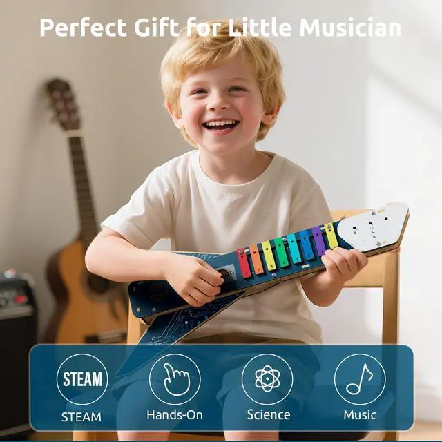 Alt view image 2 of 7 - STEM Science Kit for Kids Age 8-12, DIY Electronics Guitar Building Kit, 3D Wooden Puzzles Musical Instruments, Engineering Kits Birthday Gift for Boys & Girls Ages 8+