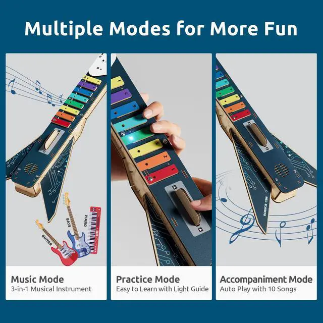 Alt view image 4 of 7 - STEM Science Kit for Kids Age 8-12, DIY Electronics Guitar Building Kit, 3D Wooden Puzzles Musical Instruments, Engineering Kits Birthday Gift for Boys & Girls Ages 8+
