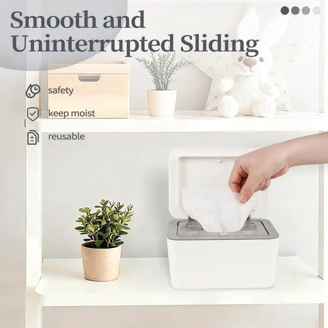Alt view image 4 of 7 - Baby Wipes Dispenser, One-Handed Operation Wipes Container, Baby Wipes Holder with Non-Slip Base, Keeps Wipes Fresh, Easy to Open, Fits Adults & Babies (Grey)