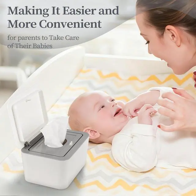 Alt view image 6 of 7 - Baby Wipes Dispenser, One-Handed Operation Wipes Container, Baby Wipes Holder with Non-Slip Base, Keeps Wipes Fresh, Easy to Open, Fits Adults & Babies (Grey)