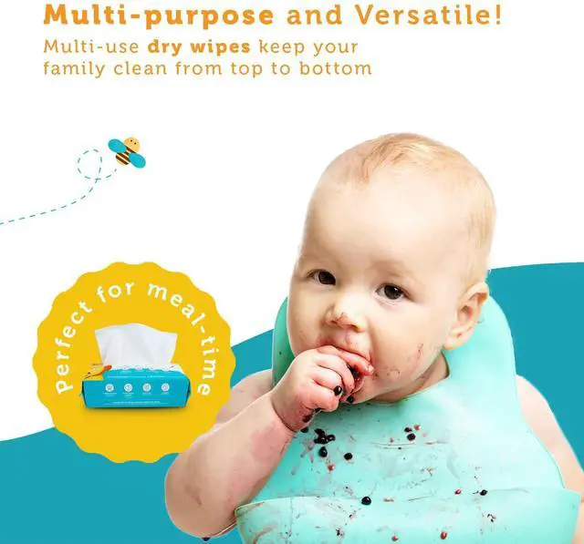 Alt view image 4 of 5 - The Original 100% Pure Cotton Dry Baby Wipes Ultra Soft, Unscented, Chemical-Free Wipes for Sensitive Skin Use Dry or Add Water for Wet Wipes 2 Packs (200 Count).