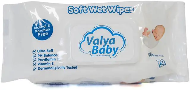 Main image of Baby Wipes, 72 Count Packs, Gentle & Soft for Sensitive Skin, Thick & Durable, Clean Ingredient Formula, Unscented, Hypoallergenic, Ideal for Diaper Changes, Hands & Face