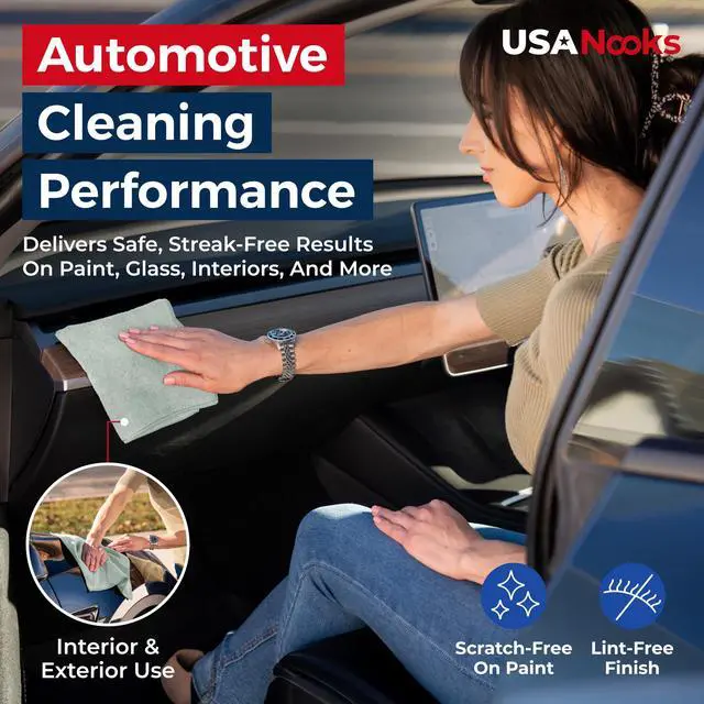 Alt view image 5 of 7 - Microfiber Cleaning Cloth - Sea Green - 12Pcs (12.5x12.5 inch) High Performance - 1200 Washes, Ultra Absorbent Car Towel Traps Grime & Liquid for Streak-Free Mirror Shine - car Washing Cloth