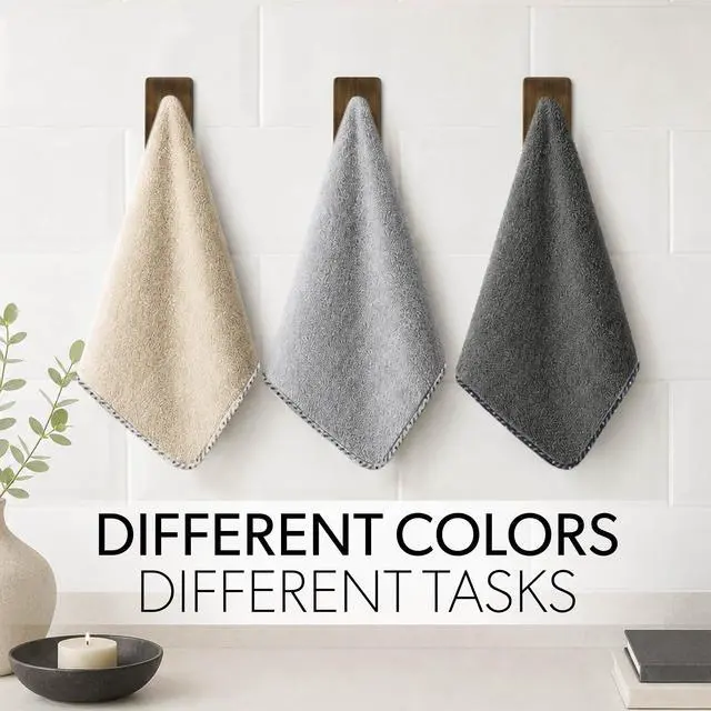 Alt view image 3 of 6 - AllSwipe Multi-Purpose Microfiber Towels for Cars, Microfiber Cleaning Cloth Multi Color Drying Towels Car Detailing for Wash Interior and Glass, 14 x 12 Inch - 12 Pack