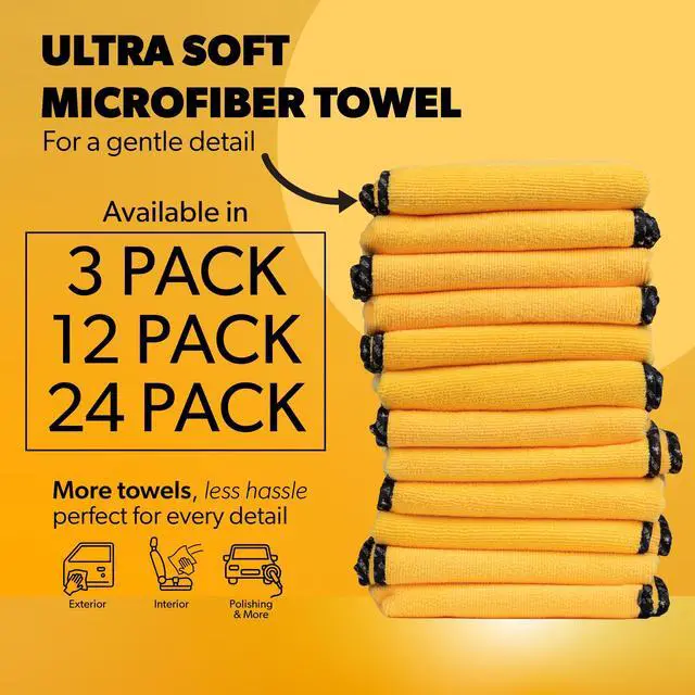 Alt view image 2 of 7 - Professional Microfiber Towels, 16 x 16 in, Gold, 12 Pack