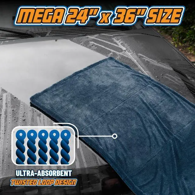 Alt view image 3 of 7 - Megalodon Twisted Loop Microfiber Drying Towel, 24 x 36 in