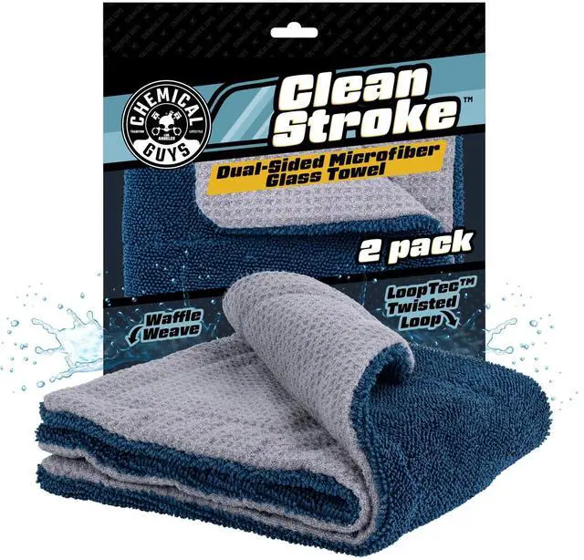 Main image of Clean Stroke Dual-Sided Microfiber Glass Towels - 16 x 16 Premium Streak-Free Cloths for Cars, Trucks, SUVs - Scratch-Free, Lint-Free Detailing Towels for Clear Glass & Mirrors (2 Pack)