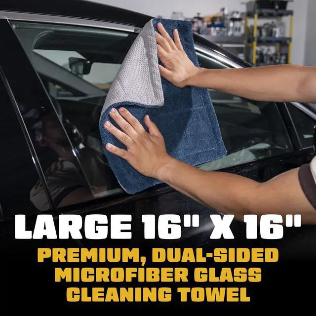 Alt view image 3 of 7 - Clean Stroke Dual-Sided Microfiber Glass Towels - 16 x 16 Premium Streak-Free Cloths for Cars, Trucks, SUVs - Scratch-Free, Lint-Free Detailing Towels for Clear Glass & Mirrors (2 Pack)