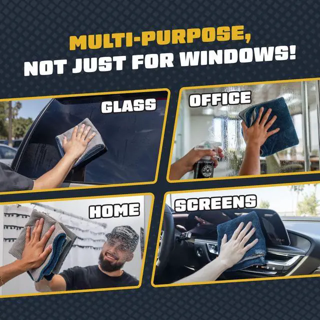 Alt view image 4 of 7 - Clean Stroke Dual-Sided Microfiber Glass Towels - 16 x 16 Premium Streak-Free Cloths for Cars, Trucks, SUVs - Scratch-Free, Lint-Free Detailing Towels for Clear Glass & Mirrors (2 Pack)