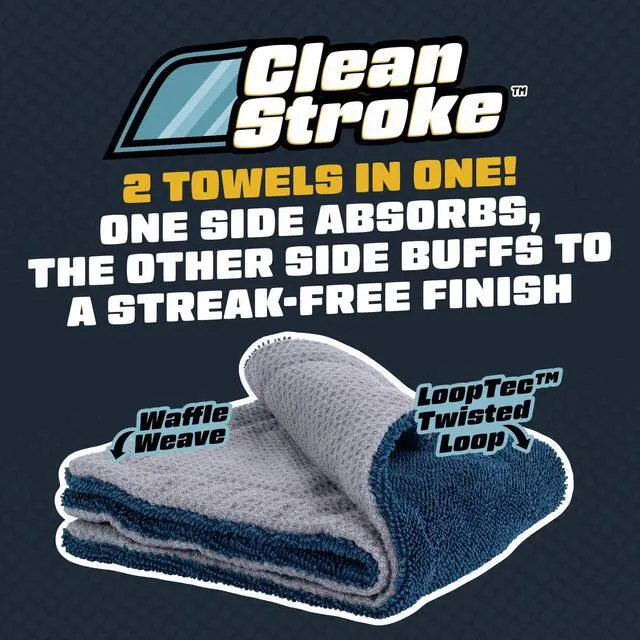 Alt view image 2 of 7 - Clean Stroke Dual-Sided Microfiber Glass Towels - 16 x 16 Premium Streak-Free Cloths for Cars, Trucks, SUVs - Scratch-Free, Lint-Free Detailing Towels for Clear Glass & Mirrors (2 Pack)