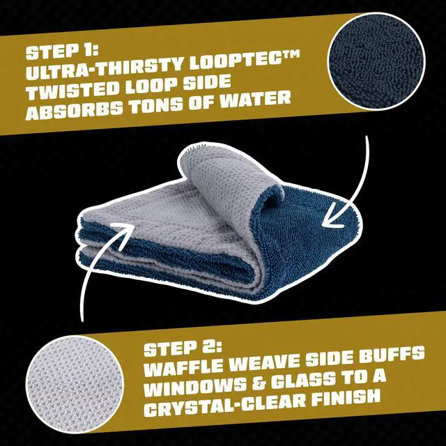 Alt view image 5 of 7 - Clean Stroke Dual-Sided Microfiber Glass Towels - 16 x 16 Premium Streak-Free Cloths for Cars, Trucks, SUVs - Scratch-Free, Lint-Free Detailing Towels for Clear Glass & Mirrors (2 Pack)
