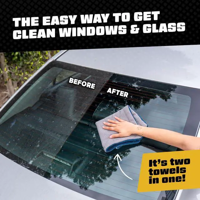 Alt view image 6 of 7 - Clean Stroke Dual-Sided Microfiber Glass Towels - 16 x 16 Premium Streak-Free Cloths for Cars, Trucks, SUVs - Scratch-Free, Lint-Free Detailing Towels for Clear Glass & Mirrors (2 Pack)