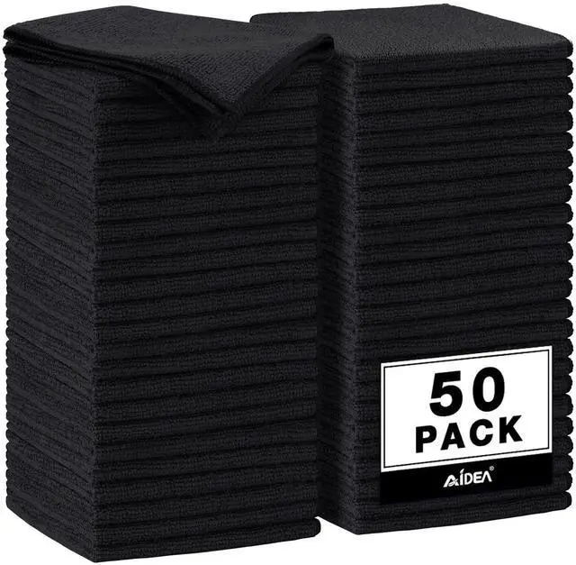 Main image of Microfiber Cleaning Cloth Black 50PK, Microfiber Towels for Cars, Premium Car Cloths, Dusting Cloth Lint Free Cleaning Rags for SUVs, House, Kitchen, Window, Workshops,11.5×11.5"