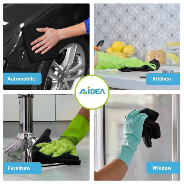 Alt view image 4 of 7 - Microfiber Cleaning Cloth Black 50PK, Microfiber Towels for Cars, Premium Car Cloths, Dusting Cloth Lint Free Cleaning Rags for SUVs, House, Kitchen, Window, Workshops,11.5×11.5"
