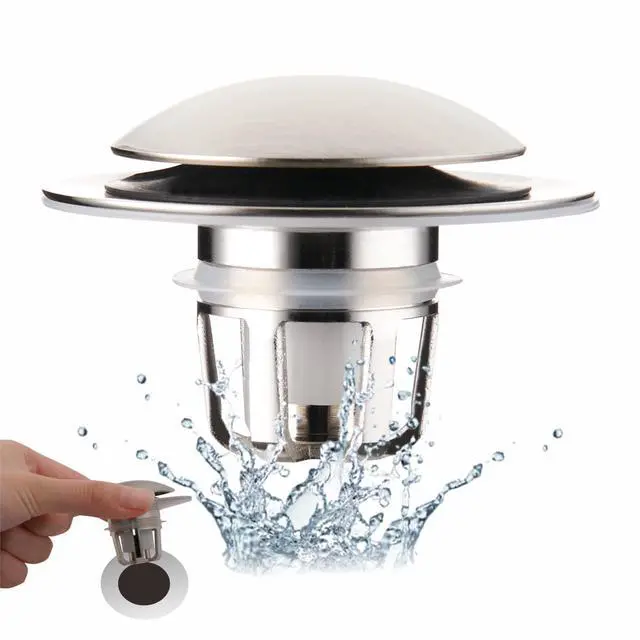 Main image of Bathroom Sink Stopper,Sink Drain Stopper Pop Up Strainer Brushed
