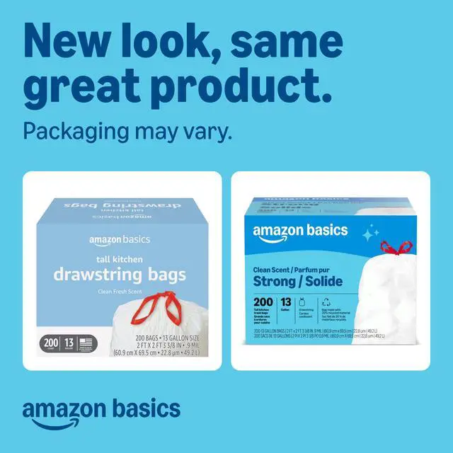 Alt view image 2 of 6 - Scented Trash Bags, Tall Kitchen Drawstring, Clean Fresh Scent, 13 Gallon, 200 Count, Pack of 1, Packaging May Vary