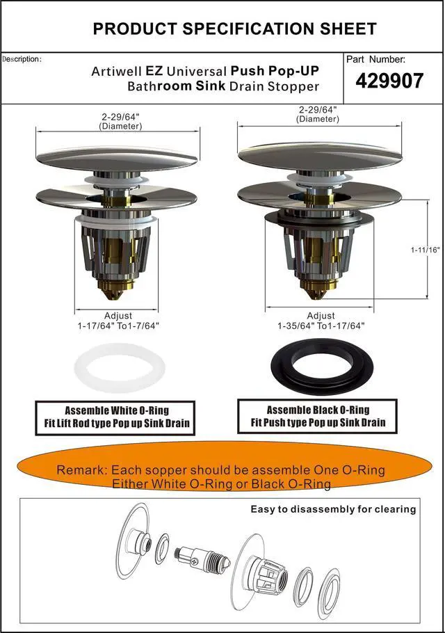 Alt view image 6 of 7 - Universal Bathroom Sink Drain Stopper, Fits Most Pop-Up Drains for Vessel Sink Lavatory Vanity, Sink Drain Strainer with Detachable Hair Catcher, Tested by Plumber in US (MATT Black)