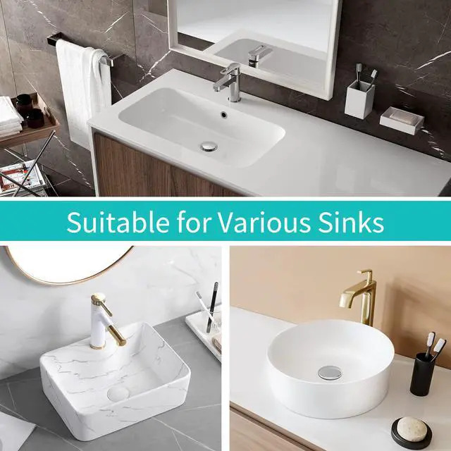 Alt view image 2 of 7 - Sink Stopper, Bathroom Sink Drain Strainer with Hair Catcher, for 1.04~1.97 Drain Hole, Brass Universal Drain Cover, Pop Up Basin Plug
