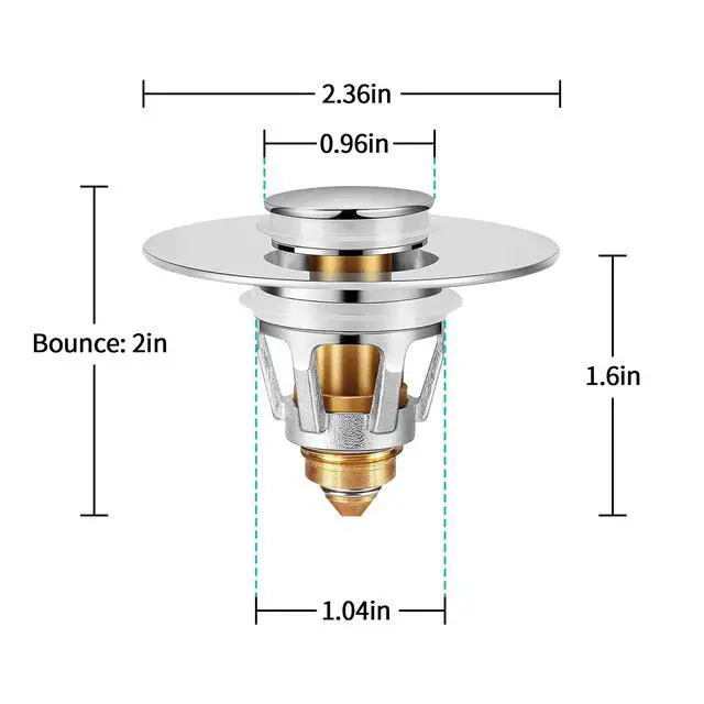 Alt view image 6 of 7 - Sink Stopper, Bathroom Sink Drain Strainer with Hair Catcher, for 1.04~1.97 Drain Hole, Brass Universal Drain Cover, Pop Up Basin Plug