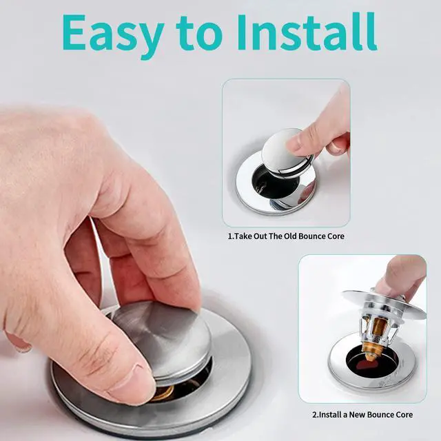 Alt view image 7 of 7 - Sink Stopper, Bathroom Sink Drain Strainer with Hair Catcher, for 1.04~1.97 Drain Hole, Brass Universal Drain Cover, Pop Up Basin Plug