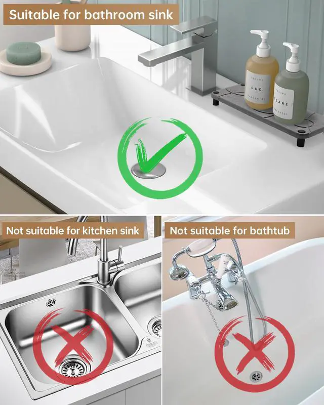 Alt view image 7 of 7 - Bathroom Sink Stopper, 1.1-1.77 Inch Basin Pop Up Sink Drain Stopper, Anti Clogging Drain Plug with Detachable Hair Catcher, Dark Bronze