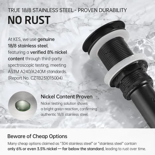 Alt view image 7 of 7 - Bathroom Sink Drain Without Overflow Vessel Sink Lavatory Vanity Pop Up Drain Stopper Matte Black for 1.6"-1.9" Sink Hole, All Metal Rustproof Brass and 304 Stainless Steel, S2008D-BK