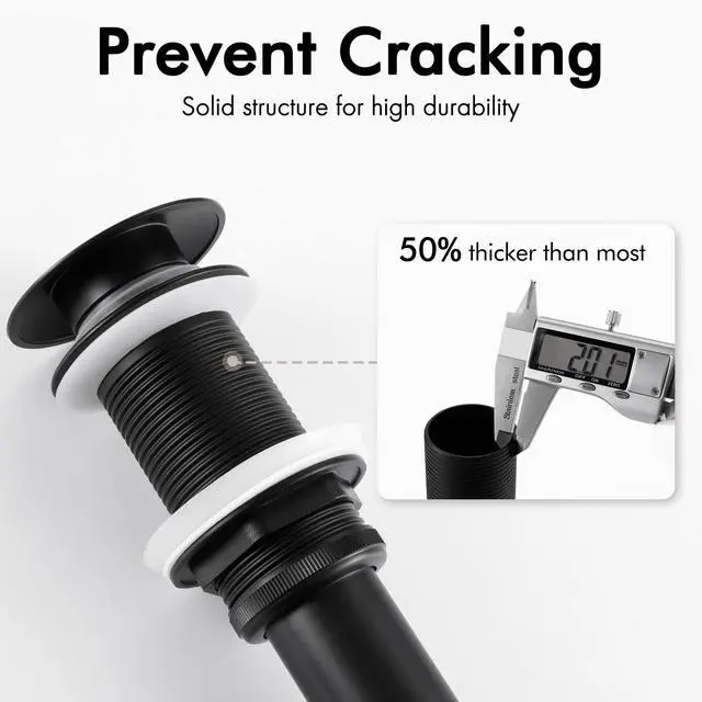 Alt view image 4 of 7 - Bathroom Sink Drain Without Overflow Vessel Sink Lavatory Vanity Pop Up Drain Stopper Matte Black for 1.6"-1.9" Sink Hole, All Metal Rustproof Brass and 304 Stainless Steel, S2008D-BK