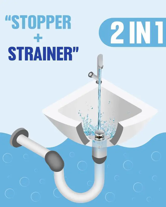 Alt view image 2 of 7 - Bathroom Sink Drain Strainer, 2 in 1 Anti-Clogging Sink Stopper with Hair Catcher, Universal Pop-Up Sink Drain Plug Fits 1.1" ~ 1.5" Drain, Solid Brass (Chrome)