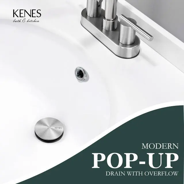 Alt view image 2 of 7 - Brushed Nickel Bathroom Sink Drain Pop Up Sink Drain with Overflow
