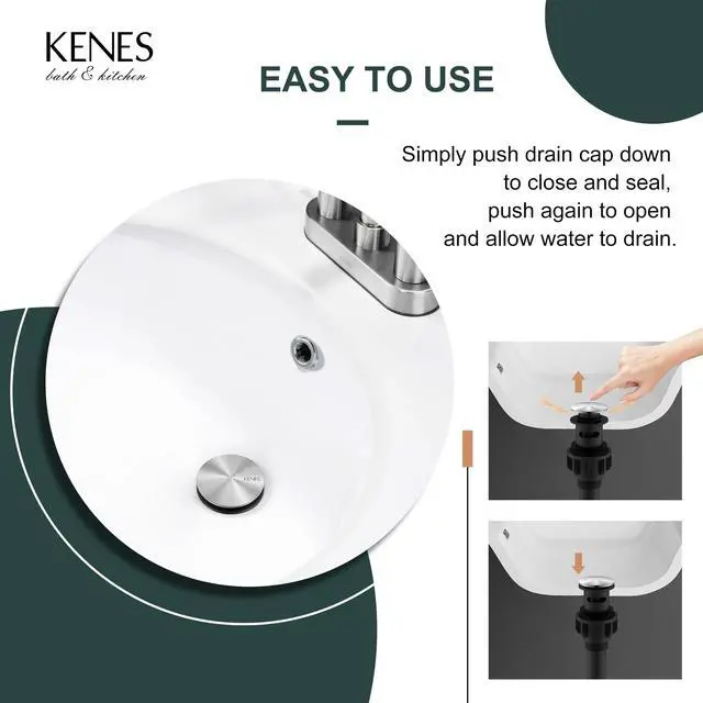 Alt view image 5 of 7 - Brushed Nickel Bathroom Sink Drain Pop Up Sink Drain with Overflow