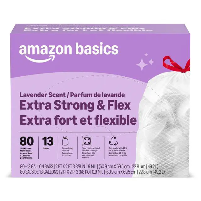 Main image of Ultra-Force Tall Kitchen Drawstring Trash Bags, Lavender Scented, 13 Gallon, 80 Count, Pack of 1, Packaging May Vary