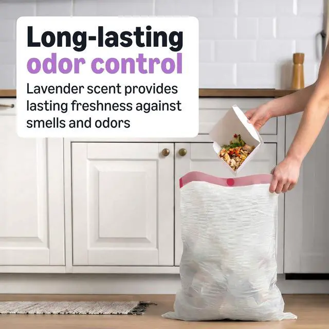 Alt view image 4 of 6 - Ultra-Force Tall Kitchen Drawstring Trash Bags, Lavender Scented, 13 Gallon, 80 Count, Pack of 1, Packaging May Vary