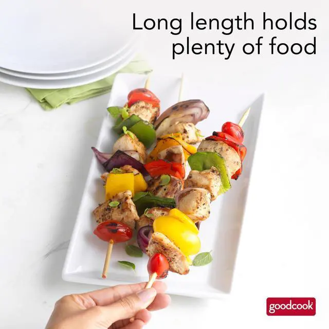 Alt view image 4 of 7 - Everyday 12-Inch Bamboo Skewers, 100-Count, Wooden Skewers for Grilling, Shish Kabob, BBQ, and Kebabs, Durable Single-Point Ends, Versatile Skewer Sticks for Cooking and Crafts