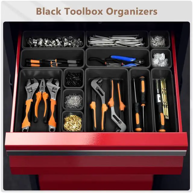 Alt view image 4 of 7 - More Larger Size 69 PCS-5 Size Tool Box Organizer Tray Divider SetBlack Desk Drawer Organizer Bin, Garage Organization and Storage Toolbox for Rolling Tool Chest Cart Cabinet WorkBench