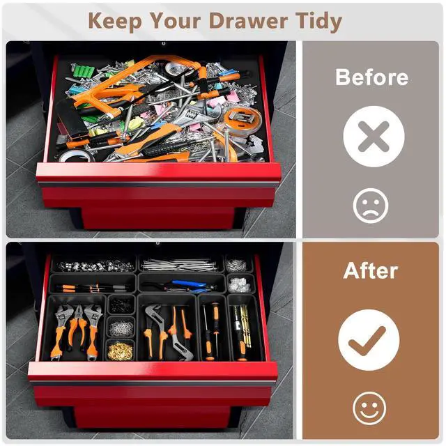 Alt view image 5 of 7 - More Larger Size 69 PCS-5 Size Tool Box Organizer Tray Divider SetBlack Desk Drawer Organizer Bin, Garage Organization and Storage Toolbox for Rolling Tool Chest Cart Cabinet WorkBench