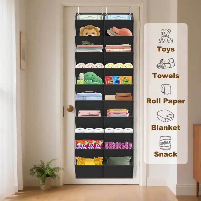 Alt view image 7 of 7 - 20-30 Pairs Over the Door Shoe Organizer, Clear Pockets Hanging Shoe Storage for Closet, 10-Tier Door Shoes Rack, Handing Shoes Holder Fit All the Family's Sneakers, Boots, Heels, Black