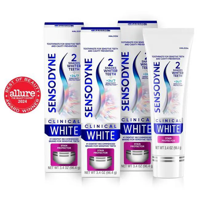Alt view image 2 of 7 - Clinical White Toothpaste Clinically Proven Whitening for Sensitive Teeth, Stain Protector, 3.4 oz x 3