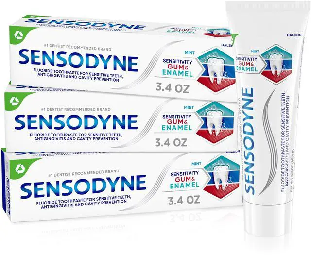 Main image of Toothpaste Sensitivity Gum and Enamel, Triple Protection, Refreshing Fluoride Toothpaste, Mint Flavor - 3.4 Ounces x 3