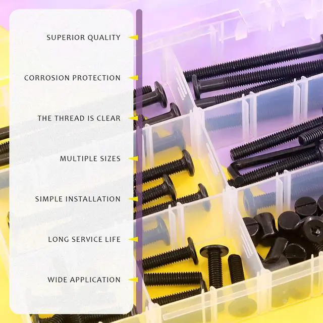 Alt view image 6 of 7 - 84Pcs Black M6 × 20/30/40/50/60/70/80mm Crib Hardware Screws Kit, Hex Socket Head Cap Cribs Baby Bed Bolt and Barrel Nuts with 1 x Allen Wrench Perfect for Furniture, Cots, Cribs Screws