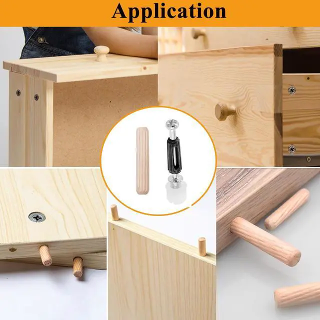 Alt view image 6 of 6 - 120PCS Cam Locks for Furniture3-in-1 Eccentric Hardware Wheels,Furniture Fasteners&Connectors with Multi-Size Nuts,Bolts and Wood Dowel Pins,Kit for Furniture Assembly/Repair(Black)