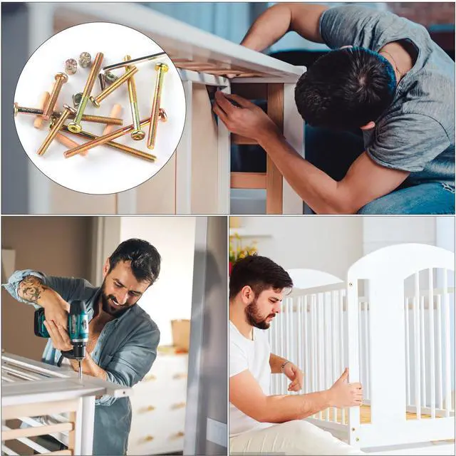 Alt view image 3 of 7 - M6x40/50/60/70/80mm Crib Screws Assortment 20 Set Wooden Bed Hardware Kit