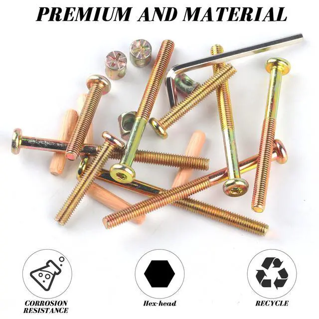 Alt view image 6 of 7 - M6x40/50/60/70/80mm Crib Screws Assortment 20 Set Wooden Bed Hardware Kit